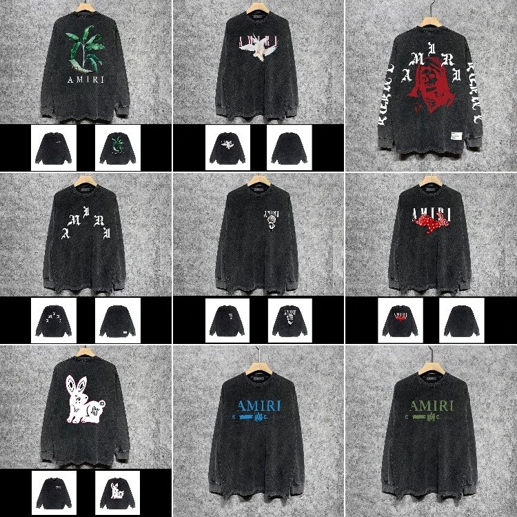 AMIRI Palm Tree Graphic Washed Long Sleeve T-shirt