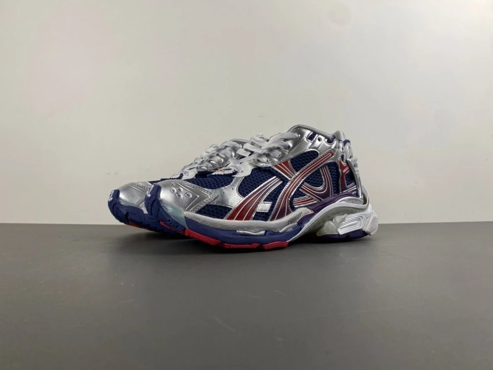 Balenciaga Sneakers Chunky Lace-Up — Deep Blue Silver Red