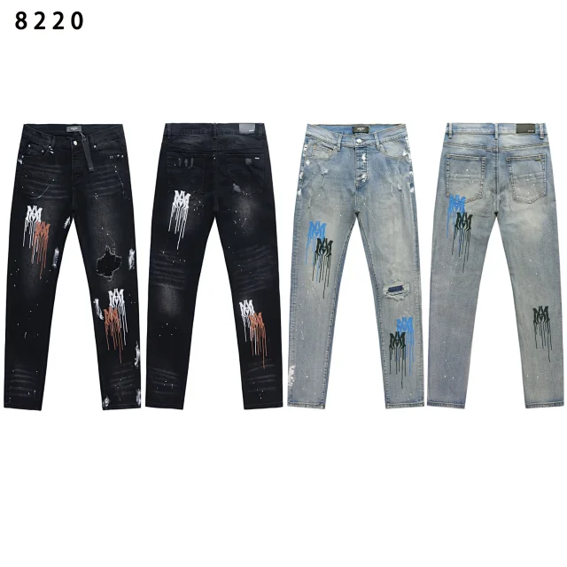 Amiri Jeans Paint-Splatter Distressed Slim-Fit product detail image 1
