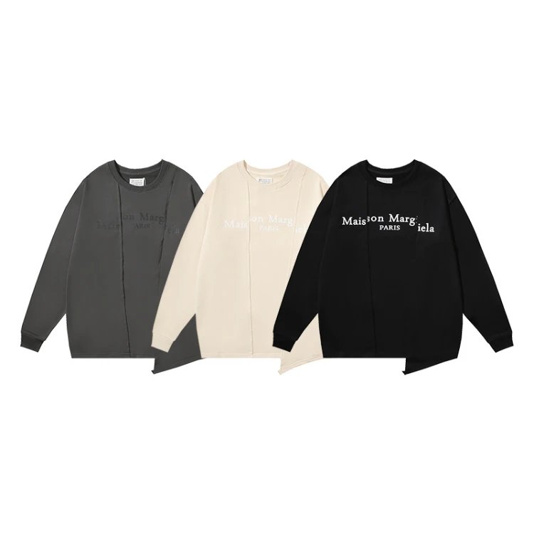 Maison Margiela Asymmetric Split Logo Long Sleeve Top