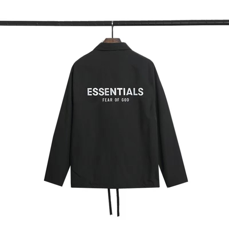 Fear of God Jackets ESSENTIALS 1977 Logo Coach Jacket — 218 black