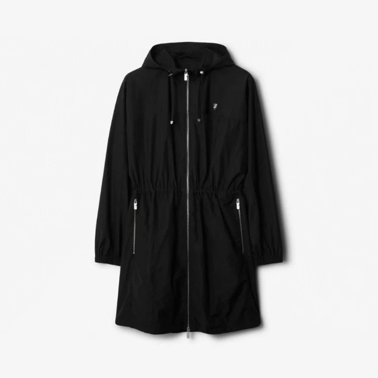 Unbranded Coats Hooded zip-front drawstring-waist coat — Black