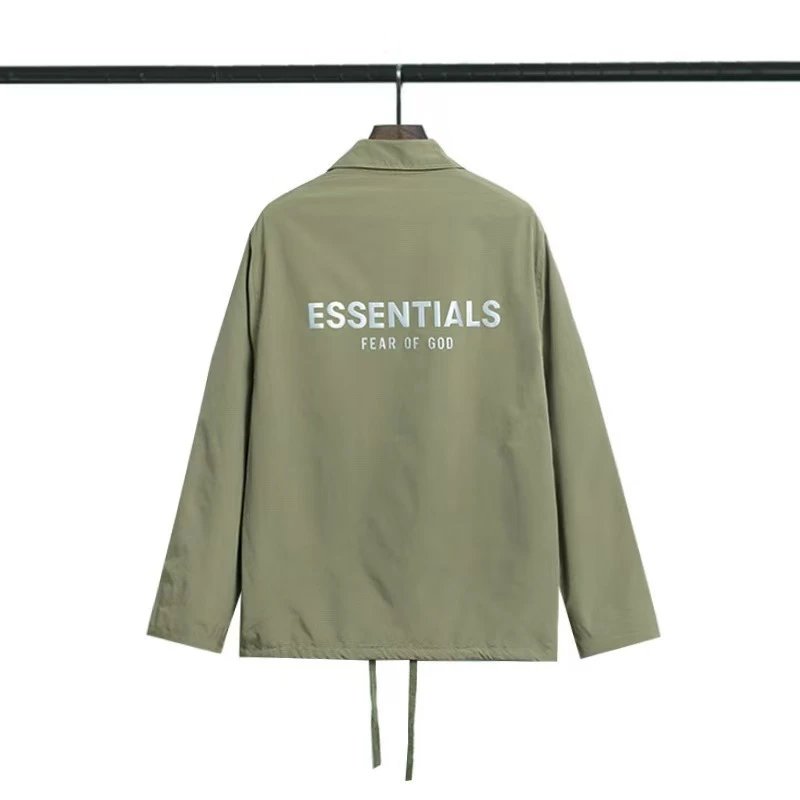 Fear of God Jackets ESSENTIALS 1977 Logo Coach Jacket — 218 army green
