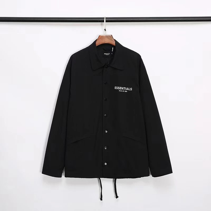 Fear of God Jackets ESSENTIALS 1977 Logo Coach Jacket — YC209 black