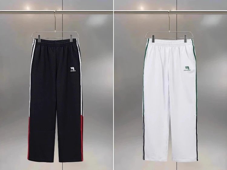 Unbranded Trousers Straight-leg striped track pants with elastic waistband image 1