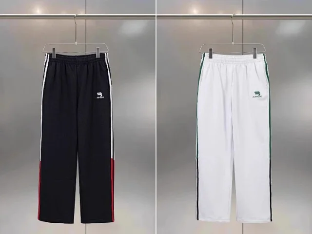 Unbranded Trousers Straight-leg striped track pants with elastic waistband product detail image 1