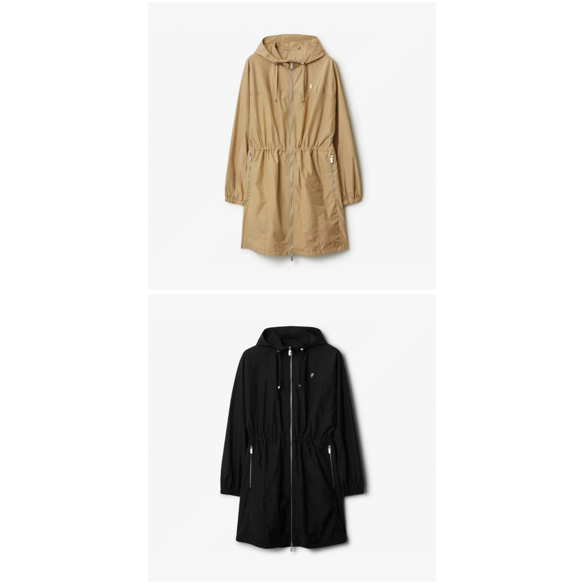 Fila Drawstring Waist Hooded Mid-Length Windbreaker Jacket