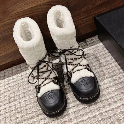 Chanel MAYA Shearling-Trimmed Platform Boots