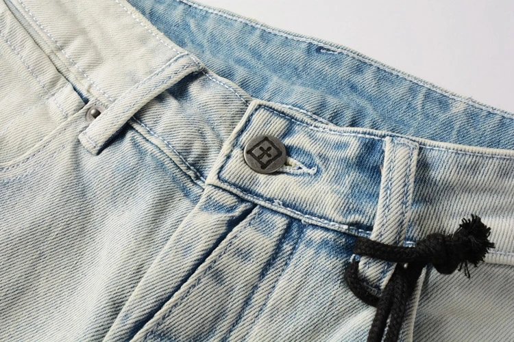 Distressed Slim Fit Denim Jeans Assorted Colors Ripped Patchwork Style