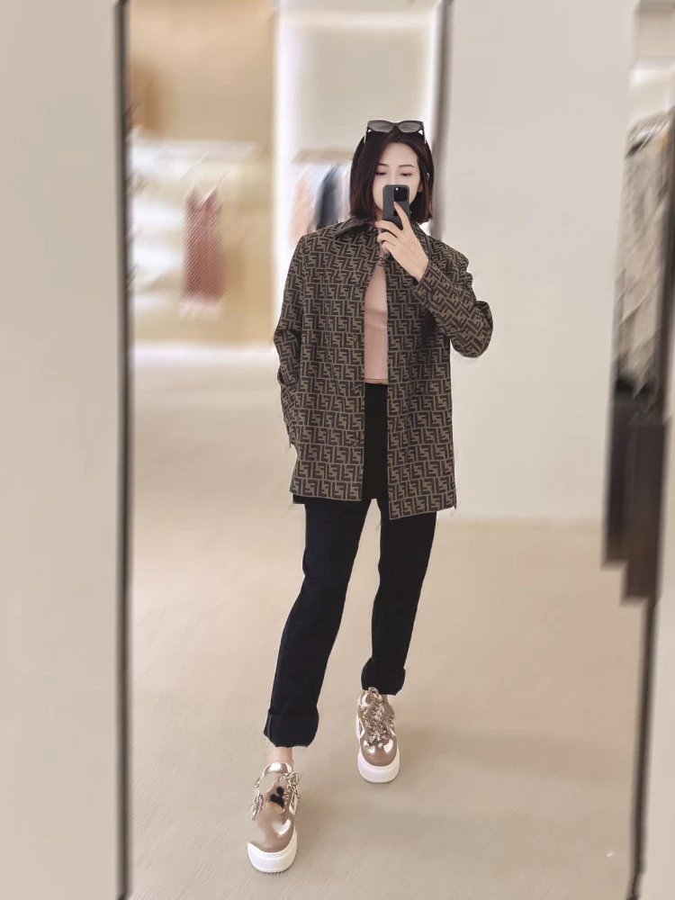 Fendi Jackets FF jacquard belted jacket image 2