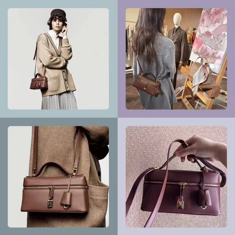Design Mini Top-Handle Satchel in Taupe Leather Handbags - 7