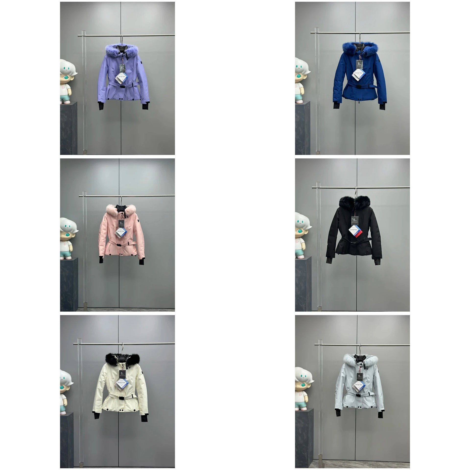 Moncler Down Jackets Fur-Trim Hooded Belted Jacket image 1