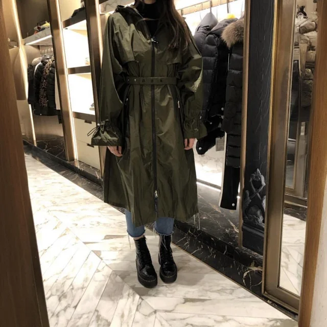 Unbranded Coats Hooded long zip-up coat with drawstring waist and cuffs product detail image 8