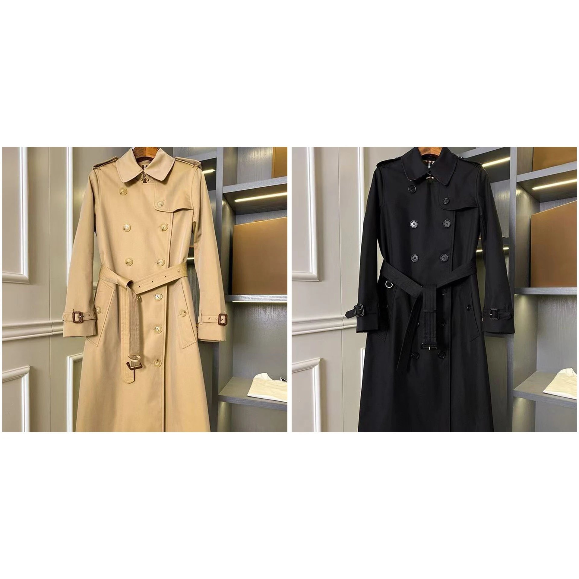 Burberry Kensington Double Breasted Mid-Length Trench Coat 2 Colors