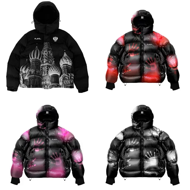 PLAYS CLO Down Jackets 5127 Hooded Printed Puffer Jacket product detail image 1
