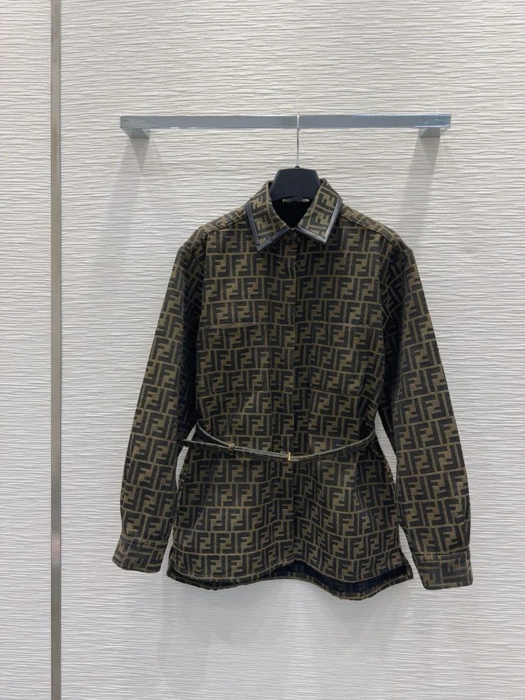 Fendi Jackets FF jacquard belted jacket variant SOURCE-sku:131619407467