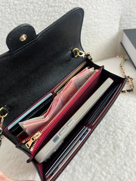 Chanel Wallet on Chain Gray Quilted Caviar Leather - 7