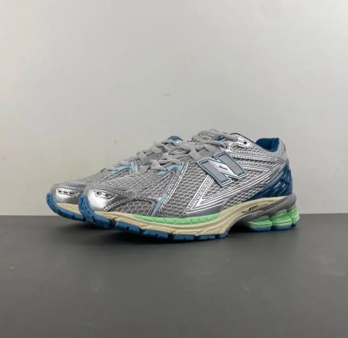 New Balance Sneakers Low-Top Lace-Up — SILVER BLUE GREEN
