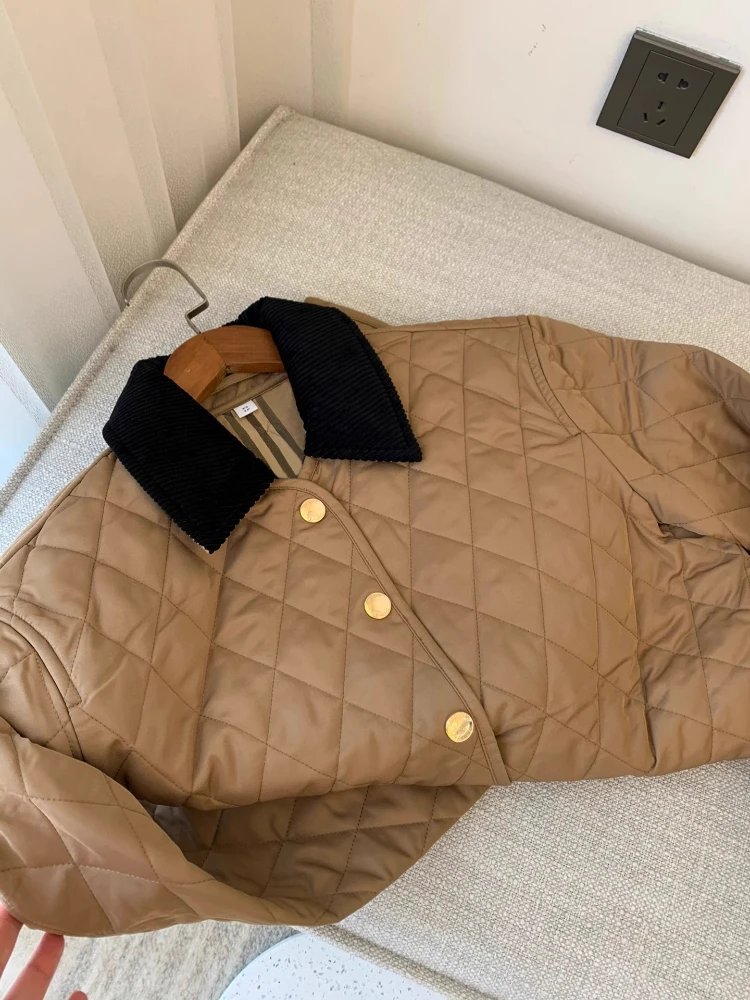 Unbranded Jackets Diamond-Quilted Jacket with Corduroy Collar image 6
