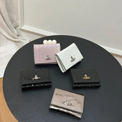 Vivienne Westwood Orb Croc-Embossed Tri-Fold Wallet [5 styles]