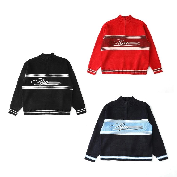 Supreme Stripe ｓｃｒｉｐｔ Logo Half Zip Knit Sweater