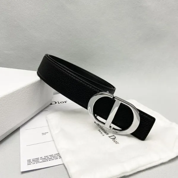 Dior CD Belt Black Leather with Gold-Tone Buckle - 3