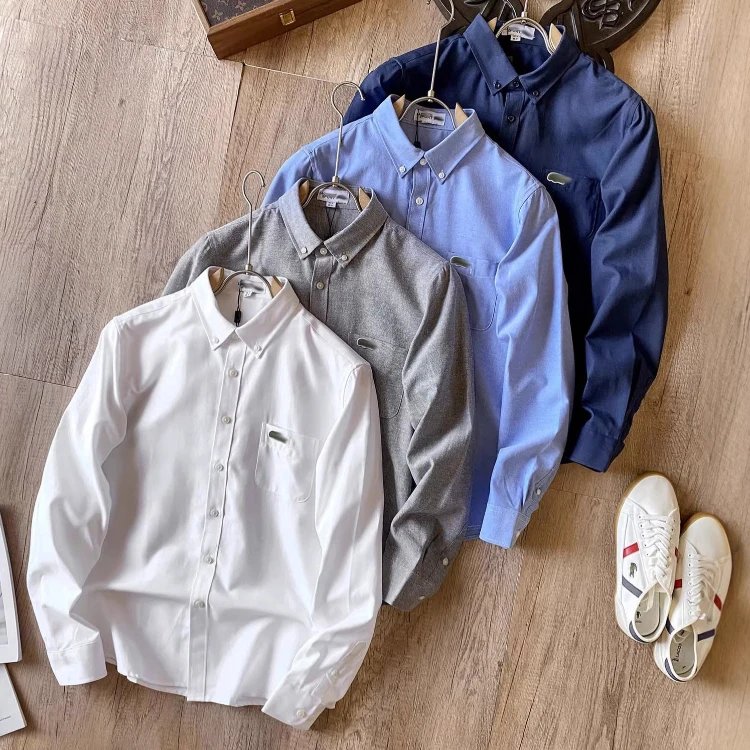 Lacoste Croco Club Pocket Metal Logo Long-Sleeve Shirts - 007641