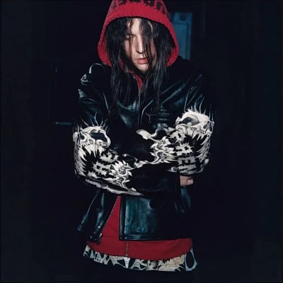 Unknown Brand Skull-Print Leather Hooded Jacket