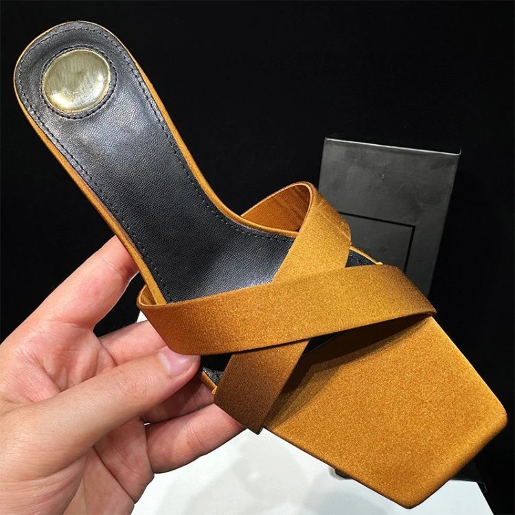 Yves Saint Laurent High Heels Square-Toe Crossover Mule with YSL Logo Heel image 6