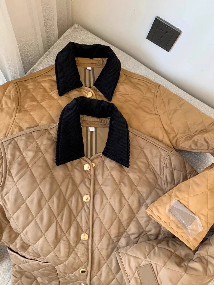 Unbranded Jackets Diamond-Quilted Jacket with Corduroy Collar image 5