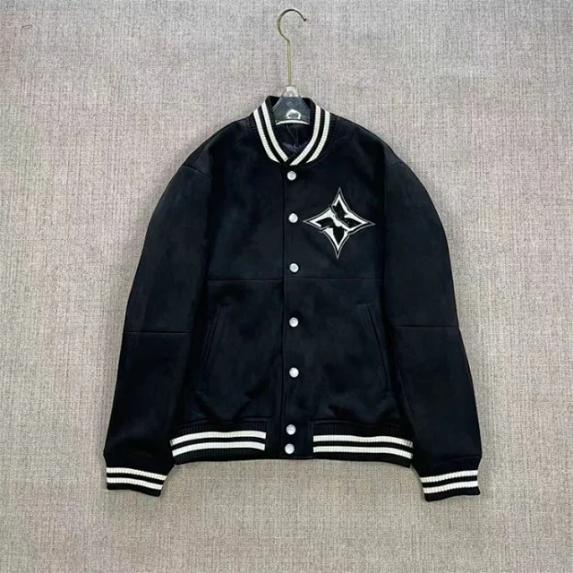 Unbranded Jackets Varsity Jacket with Embroidered Four-Point Floral Emblem product detail image 1