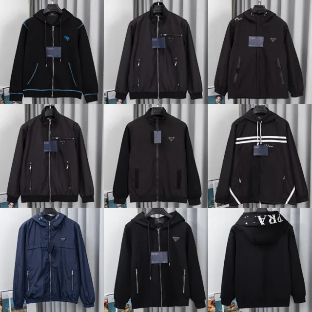 Prada Jackets Multi-pocket zip jacket with metal triangle logo product detail image 1