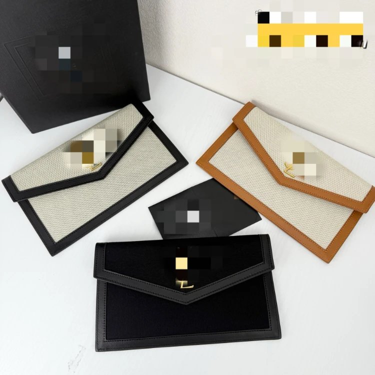 Saint Laurent Uptown Canvas and Leather Envelope Clutch Bag Collection - 008367