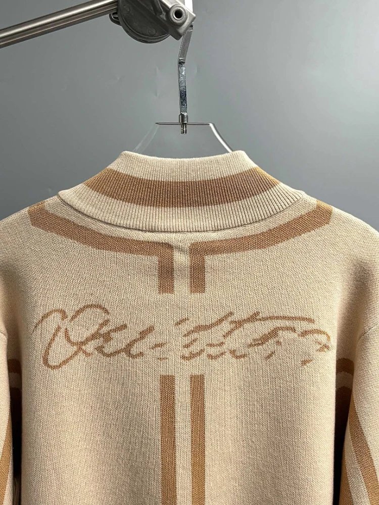 Louis Vuitton Monogram Knit Zip-Up Sweater Beige - 6