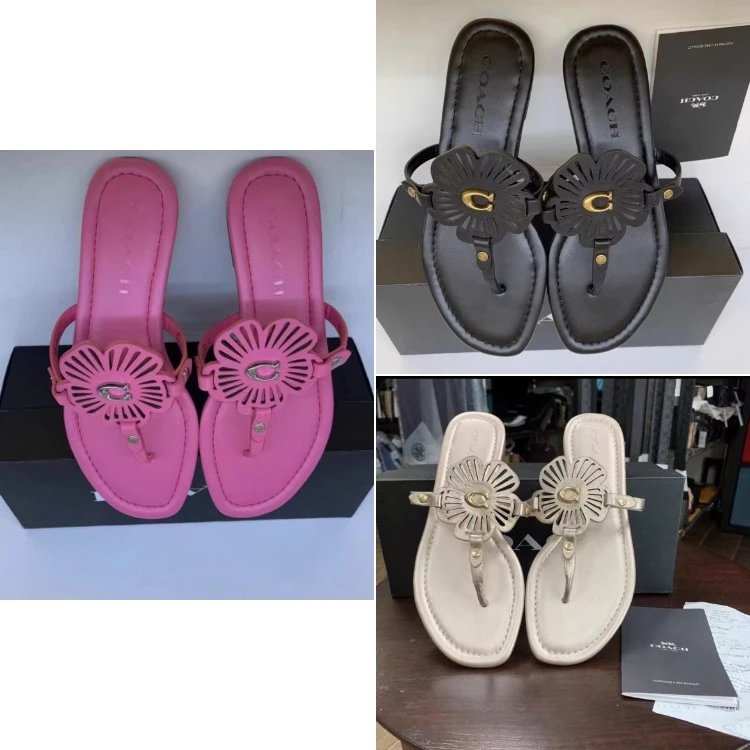 Coach Tea Rose Thong Sandals - 007895