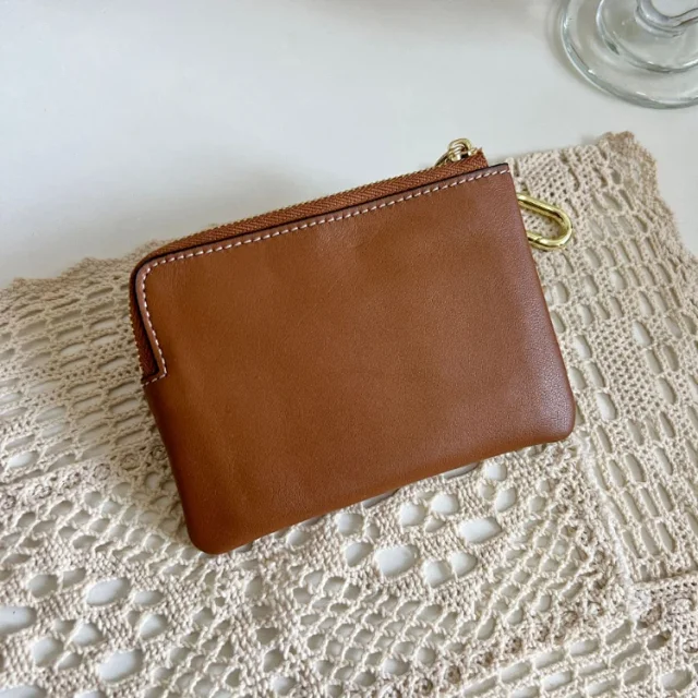 Unbranded Wallets & Card Holders Zip Coin Purse with Embossed Triomphe-Style Motif and Clasp product detail image 4