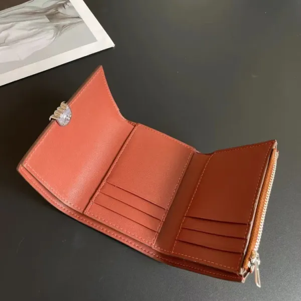 Loewe Puzzle Mini Wallet Cognac Leather Short Wallet - 6