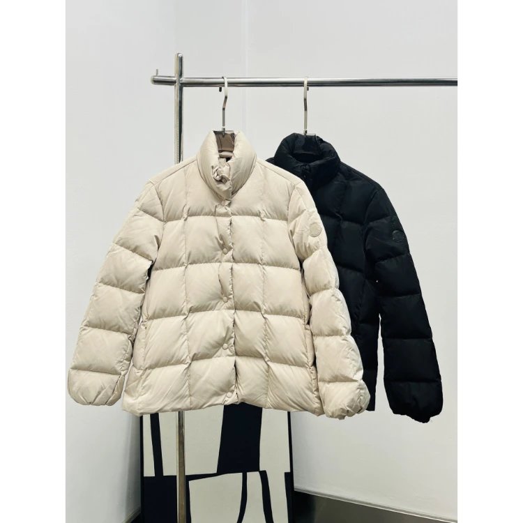 Moncler Stand Collar Square Grid Short Down Jacket