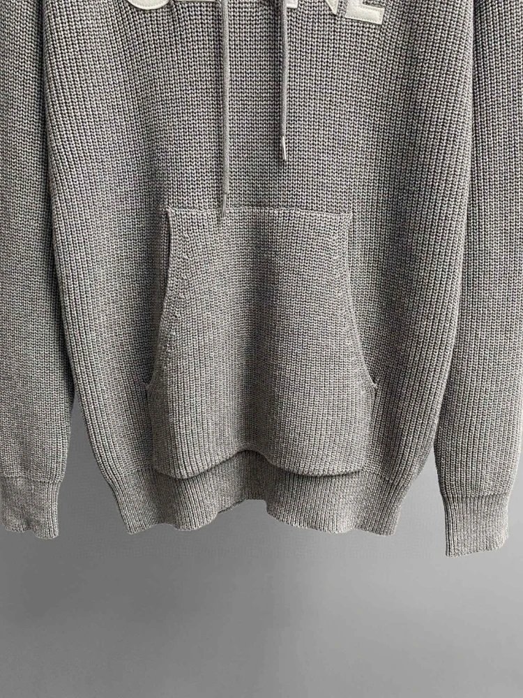 Celine Logo Hoodie Gray Knit Hoodie - 10