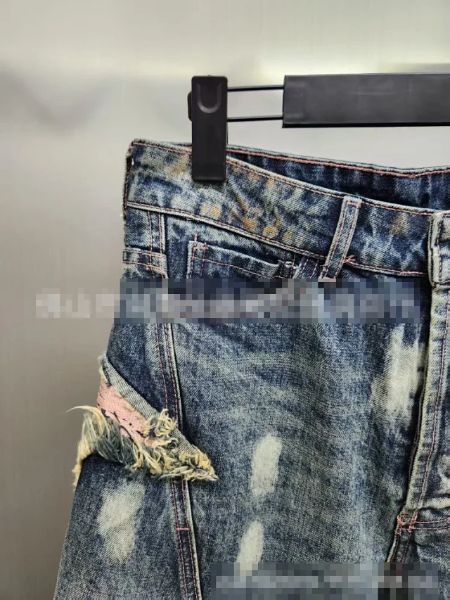 Unbranded Jeans Wide-Leg Distressed with Frayed Butterfly Appliqués product detail image 5