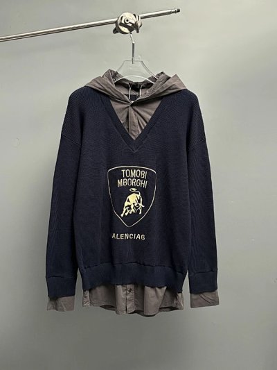 Balenciaga Tomobi Mborghi V-Neck Hooded Sweater