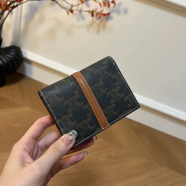 Design Minimalist Tan Leather Card Holder Wallet - 5