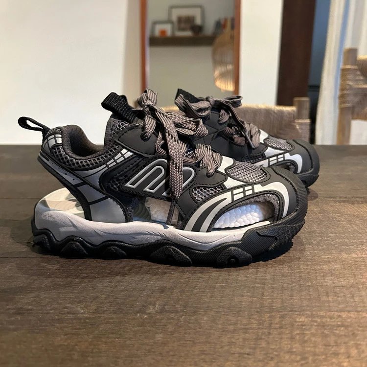 Unbranded Sneakers 4222 Chunky Mesh Lace-Up — Black