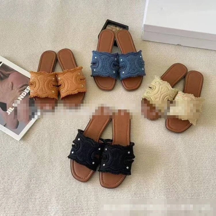 Chanel CC Embroidered Slide Sandals - 004146