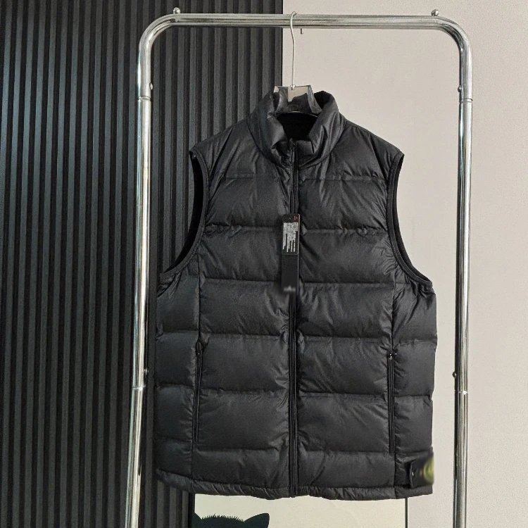 Unbranded Vests Reversible stand-collar quilted down vest — SKU-01-32 Black