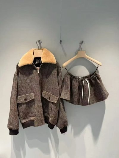 Wool-Blend Tweed Bomber Jacket & Matching Drawstring Shorts [2 styles]