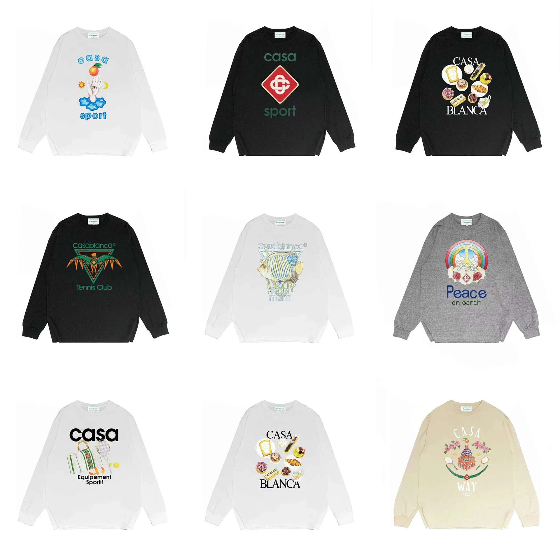 Casablanca Tropical Art Graphic Long Sleeve Crew Neck T-shirt
