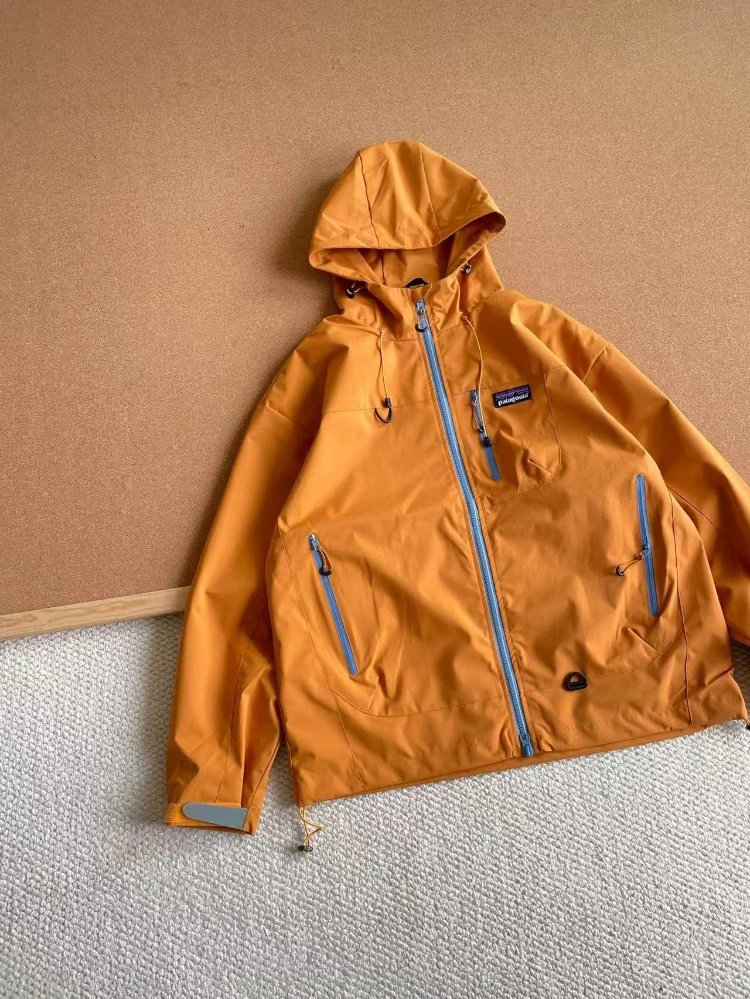 Patagonia Jackets Hooded contrast-zip shell jacket — SKU-03-Golden Sand Orange