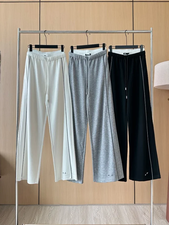 Miu Trousers Wide-Leg Drawstring with Contrast Piping product detail image 1
