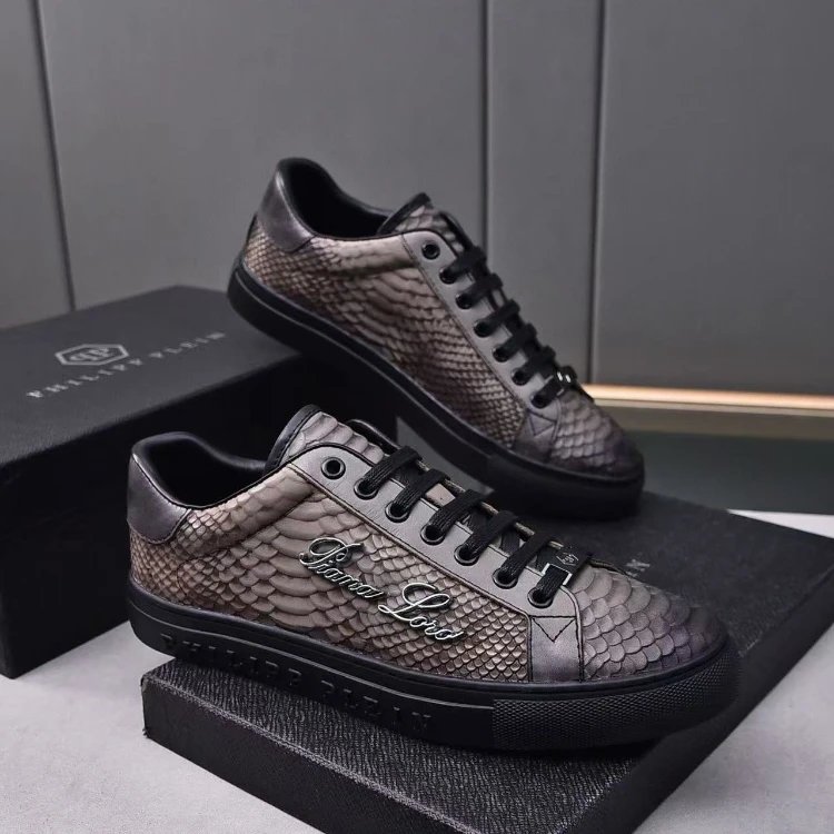 Philipp Plein Sneakers Low-Top Snakeskin-Embossed Lace-Up — 1